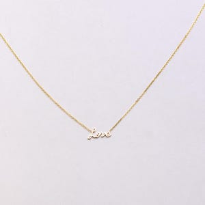 Love Necklace / 14k Gold Love Necklace / Name Necklace / Custom Name plate / Personalized Gift Necklace