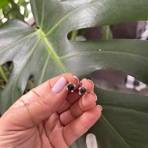 Black Diamond Cz Studs/ CZ Solitaire Earrings/ Gold Everyday CZ Studs/ Dainty Diamond Cz Studs/ Minimalist Cz Earrings/ Delicate Studs