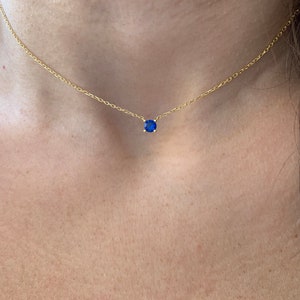 Sapphire Solitaire Necklace 3mm / Blue Sapphire Pendant / Bridal Sapphire Solitaire Necklace / Solitaire Prong Necklace / September gemstone