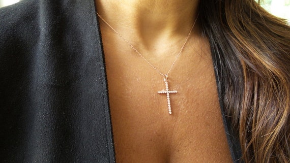 Large diamante store cross necklace
