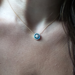Gold CZ Evil Eye Necklace: Sterling Silver Kabbalah Protection Jewelry