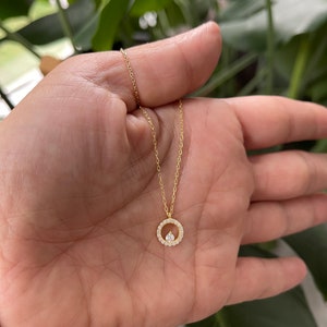Kreis Halskette / Diamant Cz Kreis des Lebens Halskette / Gold Mini Kreis Halskette / Minimalistische Kreis Halskette / Zierlicher Kreis
