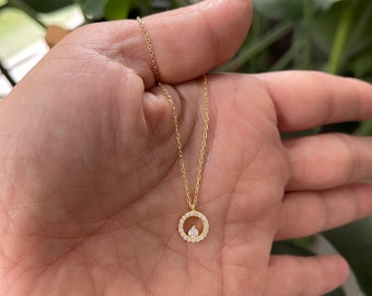 Collier Cercle / Collier Cercle de Vie Diamant Cz / Collier Mini Cercle Or / Collier Cercle Minimaliste / Cercle Dainty