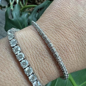 Diamond Cut Sterling Silver Ice Link Bracelet: 3mm Sparkle Chain
