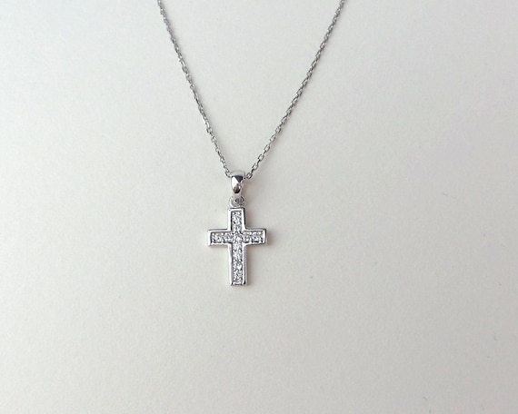 Cross Necklace / Small Cross Necklace / Diamond Cz Cross