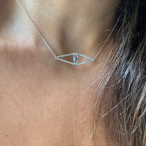 Evil Eye Necklace / CZ Evil Eye Necklace / Blue Cz Evil Eye Necklace / Cz Evil Eye / Protection Necklace / Kabbalah Jewelry