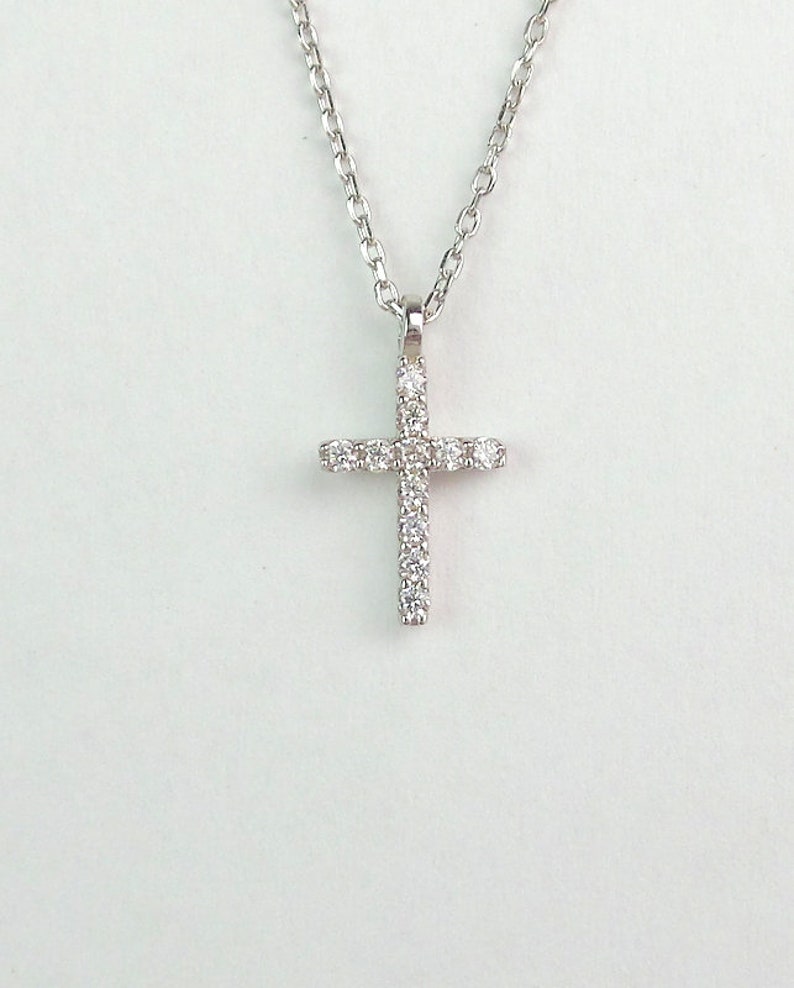 Small Cross Necklace / Cross Necklace / Diamond Cz Cross Etsy