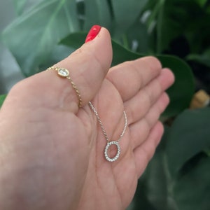 Kreis Halskette / Diamant Cz Kreis des Lebens Halskette / Sterling Silber Mini Kreis Halskette / Minimalistische Kreis Halskette / Zierlicher Kreis
