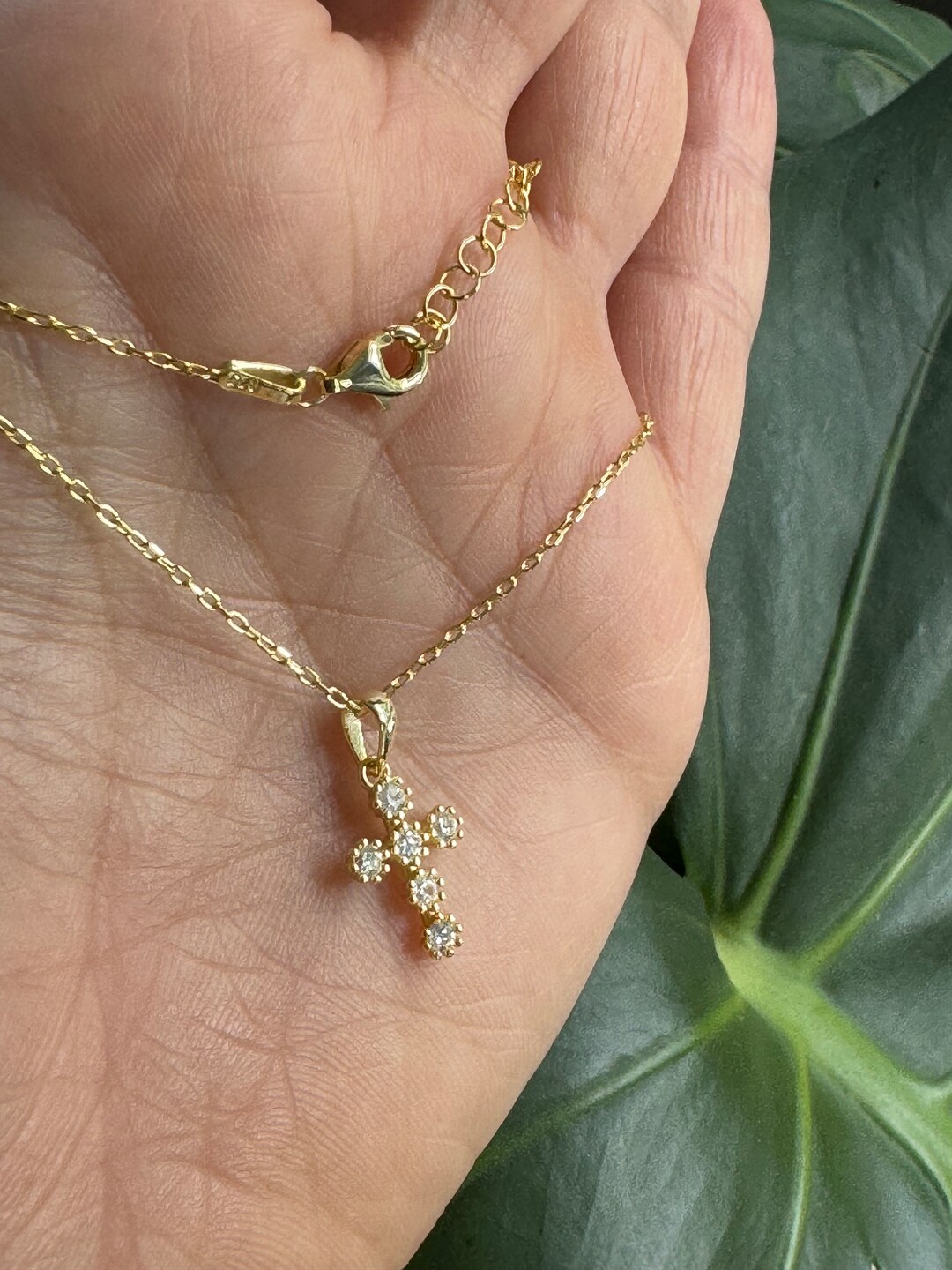 HoopLa - Blessed Mini CZ Cross Necklace