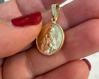 Sacred Heart of Jesus Pendant: Gold Sterling Silver Medallion