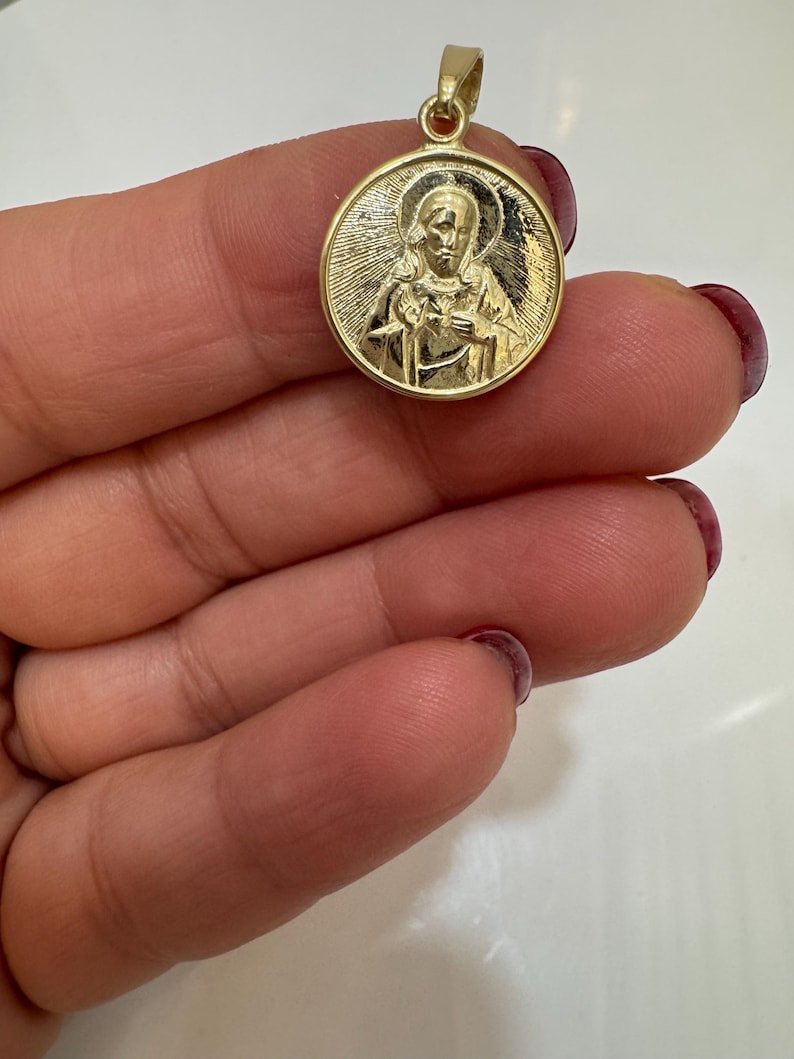 Sacred Heart of Jesus Pendant: Gold Sterling Silver Medallion - Etsy