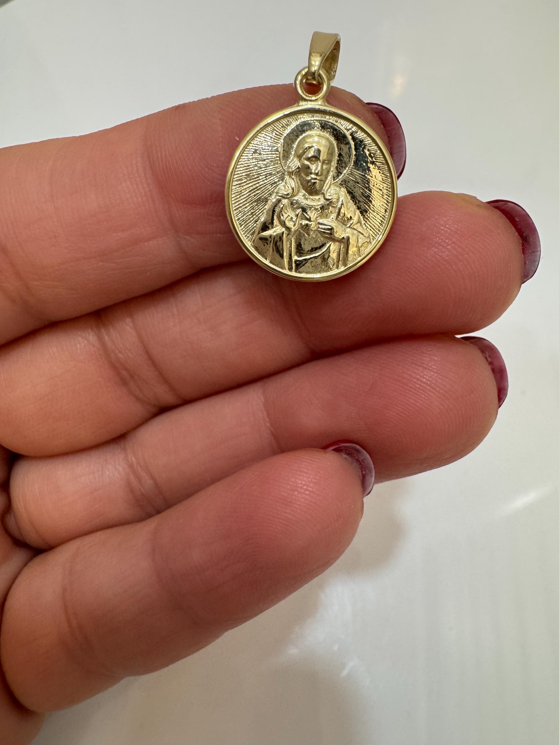 Sacred Heart of Jesus Pendant: Gold Sterling Silver Medallion - Etsy