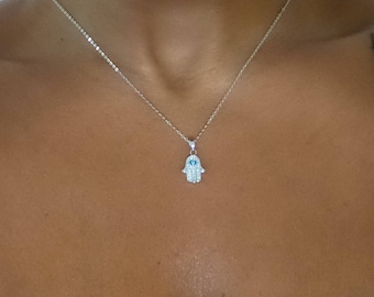 Hamsa Necklace Sterling Silver/ Delicate Hamsa Sterling Silver Necklace/ Sterling Silver Hand Of God Necklace/ Dainty Necklace/ Hamsa Hand