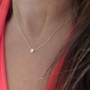 Diamanten ketting / 14 gouden solitaire diamanten ketting / diamanten bezel ketting / minimalistische diamanten ketting / sierlijke diamant / bruidscadeau afbeelding 3