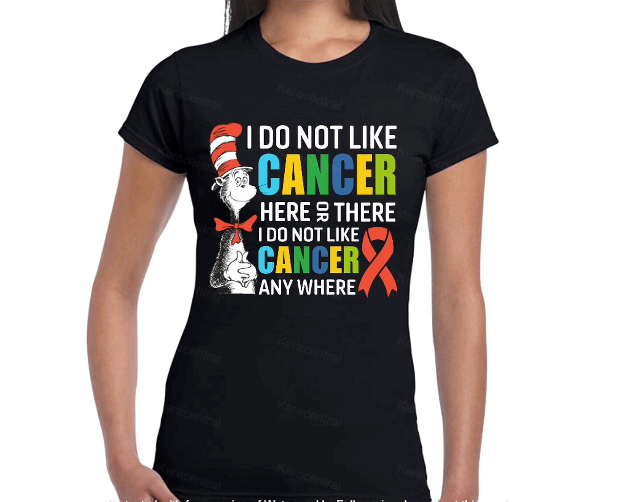 cat in the hat cancer t shirt