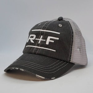 Rodan and Fields, hat, RF, cap, trucker hat, womens hat, mesh hat,, mesh, black, distressed, RF image 3