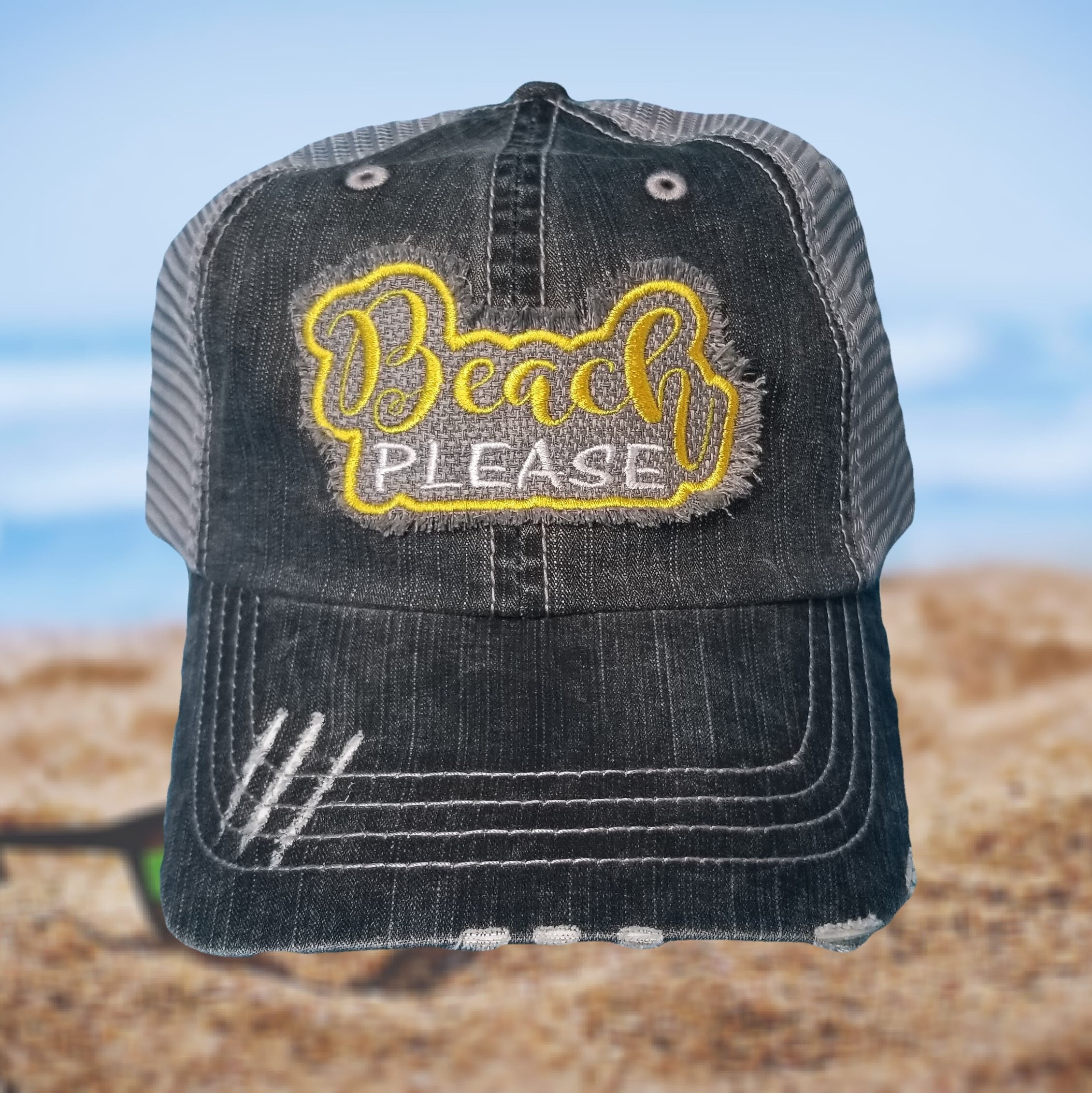 Beach Please Women Cap Distressed 