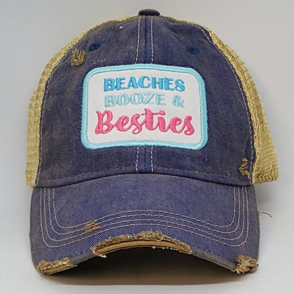 Beaches, Booze and Besties Caps, royal blue headmost cap