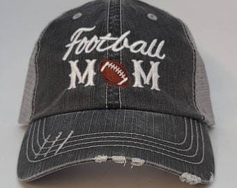 Football Mom, football, game day, sports, mesh, cap, hat, women hat, trucker, distressed