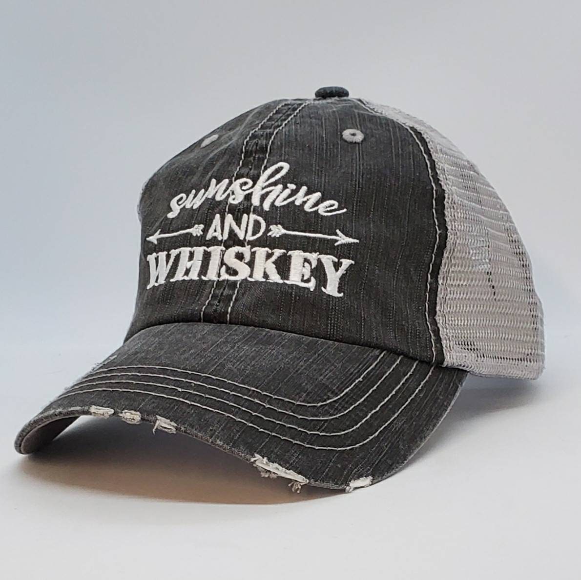 Sunshine and Whiskey Drinking Hat Distressed Hat Low | Etsy