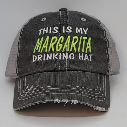 Margarita, margarita drinking hat, low profile, distressed hat, drinking hat,