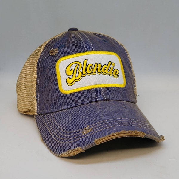 Blondie, Patch style on a royal blue distressed headmost cap