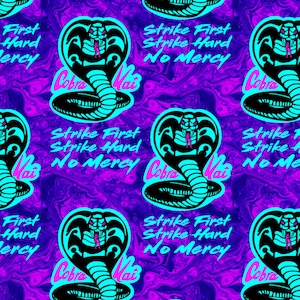 Cobra Kai / Teal, Miyagi Do, Naadloos, Ready-to-Print, Wallpaper, JPG