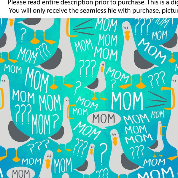 Blue MomGulls, Seagulls, Mother's Day, Mom, Seamless, Ready-to-Print, Wallpaper, JPG