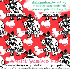 Wrong Park T-Rex, Jurassic Park, Dinosaurs, Seamless, Ready-to-Print, Wallpaper, JPG