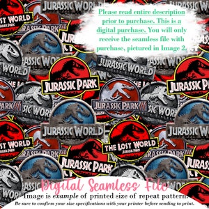 Jurassic Park, Dinosaurs, Movie Stickers, Seamless, Ready-to-Print, Wallpaper, JPG