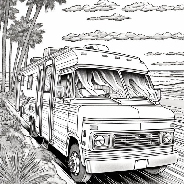 Rv Life | Camping color book pages | coloring pages | road trip | 5 pages