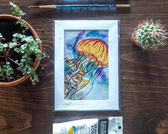 Watercolor Jellyfish Art Print | Sea Life Print | Nursery Wall Art | Boys Room Decor