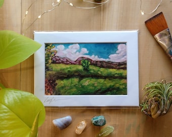 Vermont Landscape Art Print, Oil Painting Art Print, Vermont Made Home Decor, Cloud and Meadow Landscape Art, Serene Wall Art, Peaceful Art