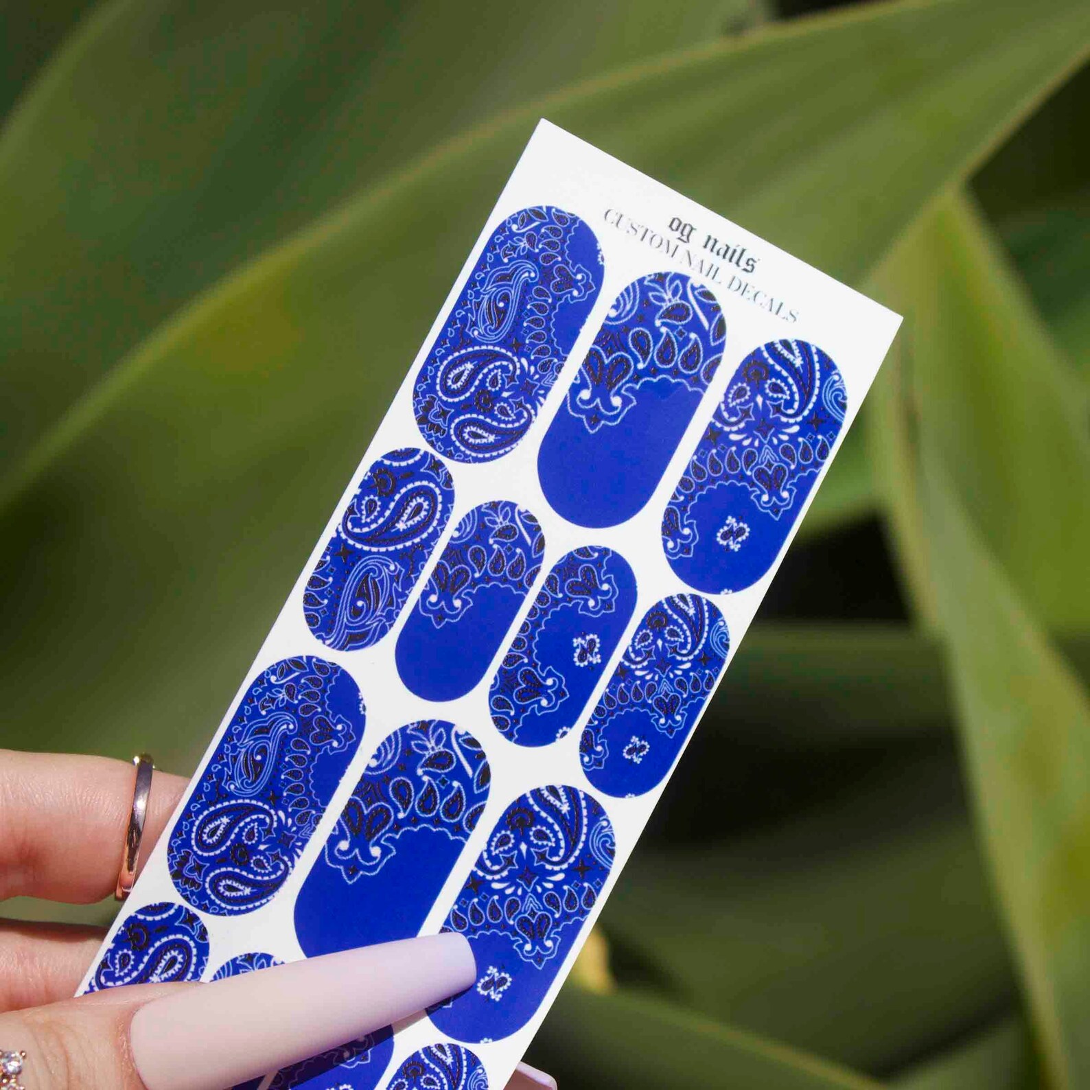 Blue Bandana Nail Decals Paisley Nail Art Waterslide Decal Etsy