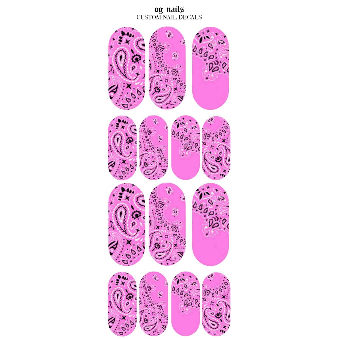 Pink Bandana Nail Decals Paisley Nail Art Waterslide Decal Etsy