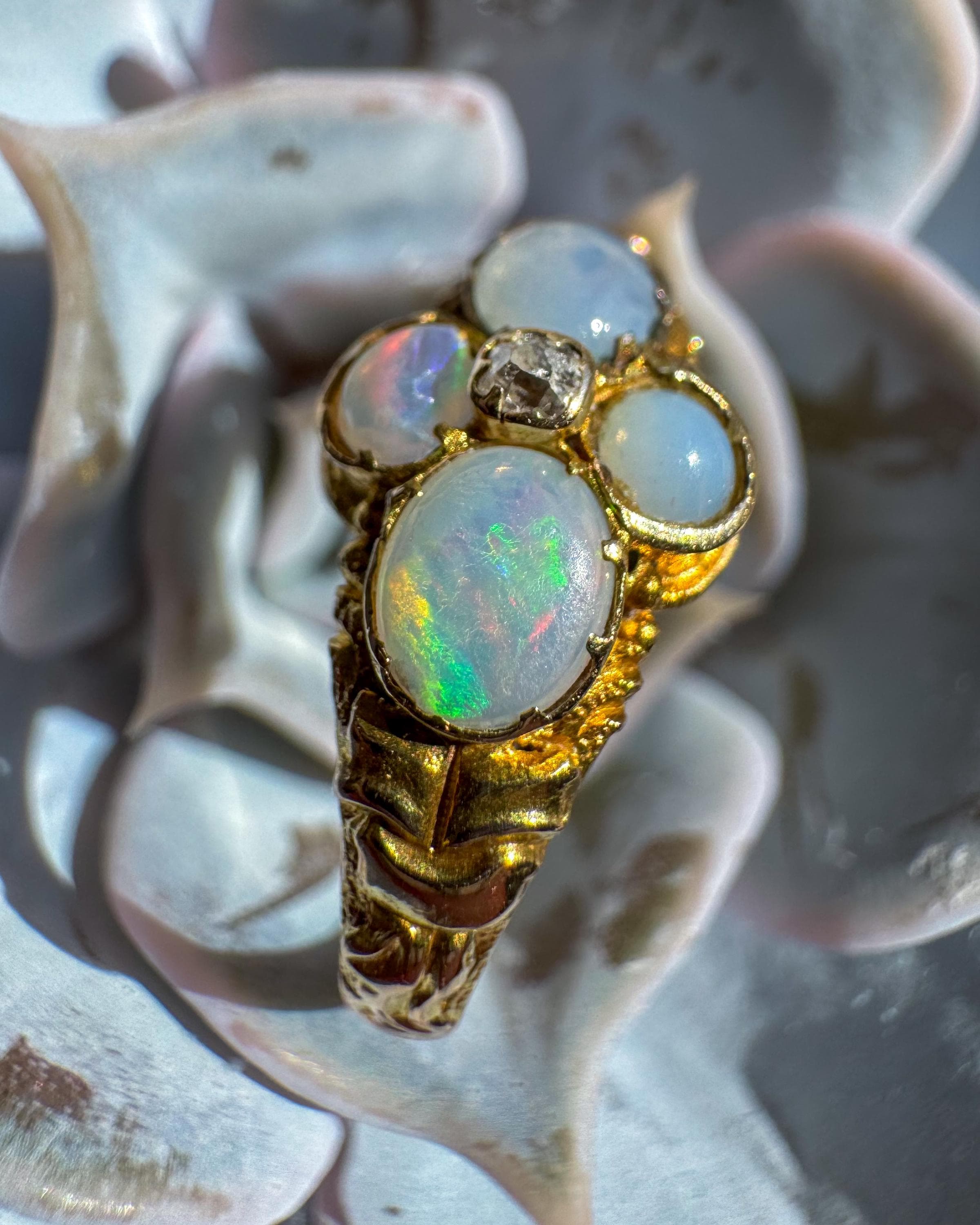 Antique opal diamond cluster ring - Etsy 日本