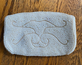 White Beaded Clutch, Bag By Debbie