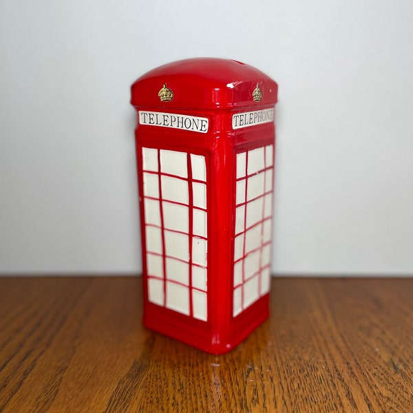 Red Telephone Booth Ceramic Bank