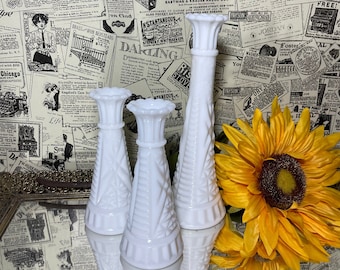 Milk Glass Vase Trio