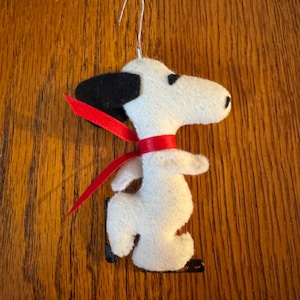 Felted Snoopy Skating Ornament, Peanuts Gang Christmas Ornament