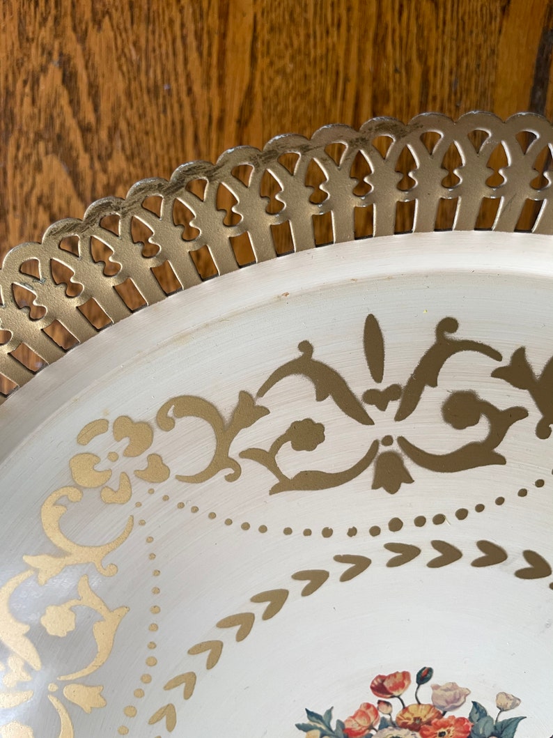 Hollywood Regency Tray Social Supper Floral Serving Tray