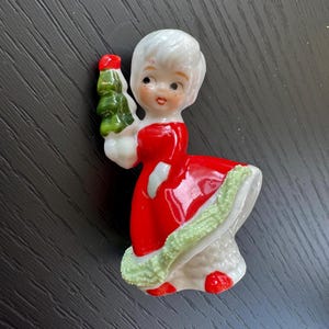 Miniature Enesco Christmas Girl Figurine