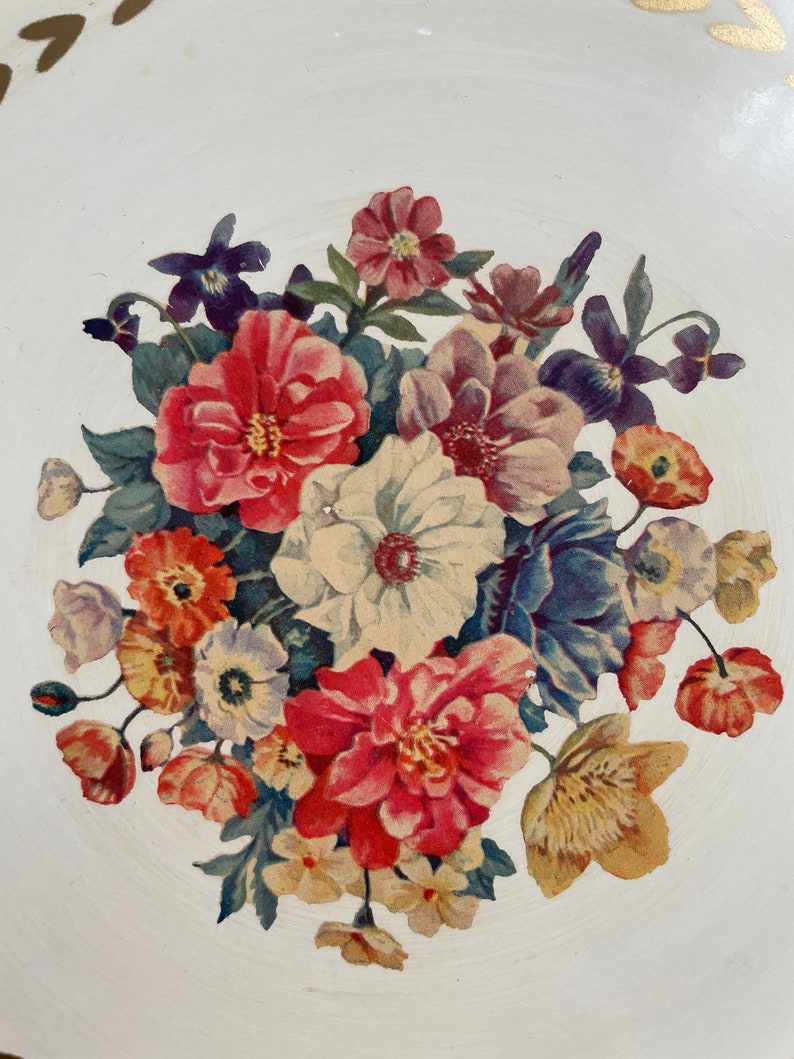 Hollywood Regency Tray Social Supper Floral Serving Tray