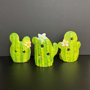 Ceramic Cactus Candle Holders (set of 3)