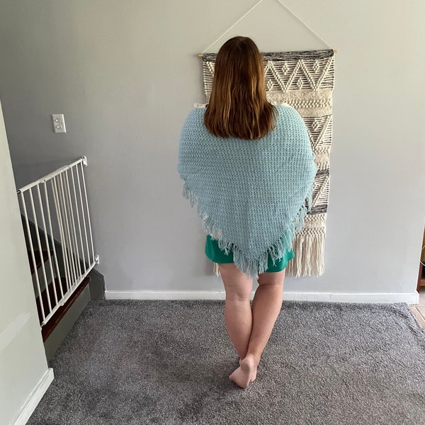 Bohemian Crochet Blue Shawl