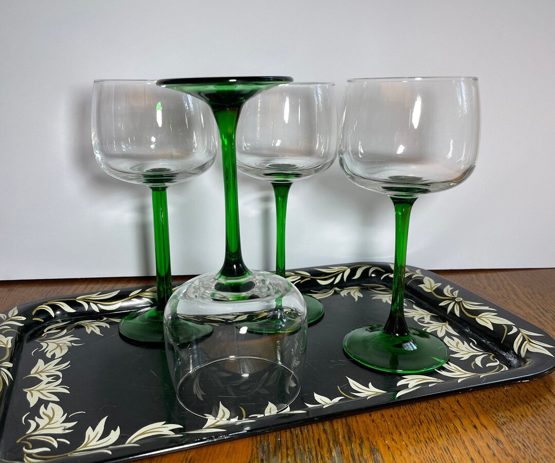 Luminarc French Green Stem Wine Glasses 10 Oz Capacity Set of Etsy