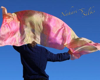Silk Dance Scarves Veils Shawls Wraps Nahari Silks Pink Green