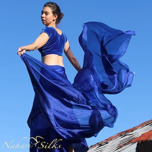 Nahari Silks レディース 100% シルク ダンススカーフ ベール ショール ラップ 無地 ロイヤルブルー