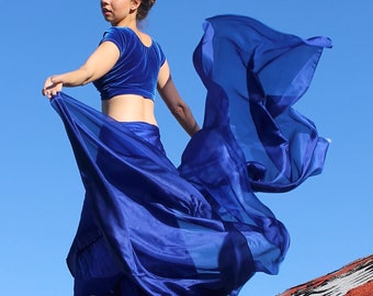 Nahari Silks Damen 100% Seide Dance Schals Schleier Schals Wraps Solid Colors Royal Blue
