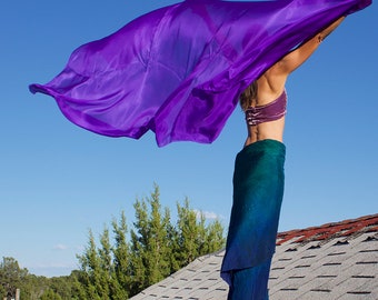 Nahari Silks Womens 100% Silk Dance Scarves Veils Shawls Wraps Solid Colors Purple